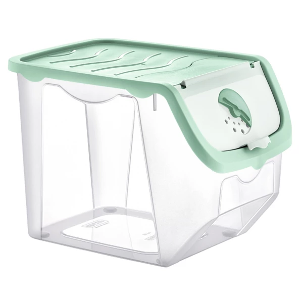 Casa & Organizare - Recipient depozitare legume si fructe 12L, capac cu ventilatie reglabila, BPA Free, food safe, 30x23.5x23.5 cm, Verde Menta