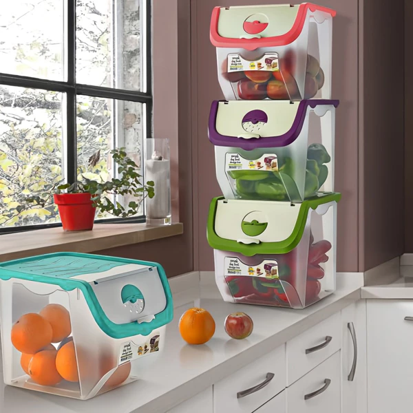 Recipient depozitare legume si fructe 12L, capac cu ventilatie reglabila, BPA Free, food safe, 30x23.5x23.5 cm, Verde Menta [2]