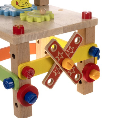 Scaun educational Montessori, Lemn, de asamblat pentru copii, 29 cm, Dexteritate, Concentrare, Imaginatie, Multicolor [2]