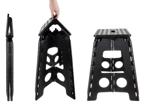 Scaun pliabil compact Malatec, maner transport, Suport 100 kg, 39 cm, alb-negru [5]