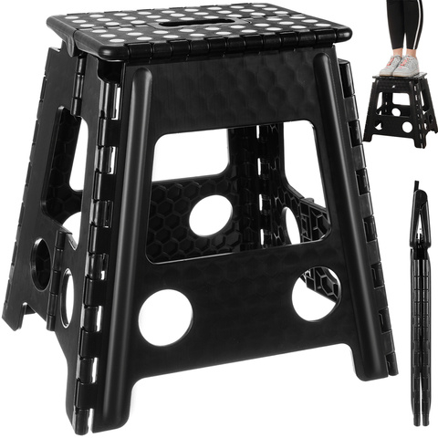 Scaun pliabil compact Malatec, maner transport, Suport 100 kg, 39 cm, alb-negru [4]