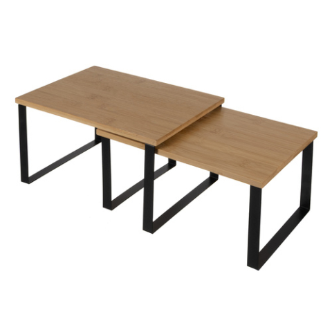 Set 2 rafturi organizatoare bucatarie Ruhhy, bambus si metal, suprapozabile, pentru condimente, vase si accesorii, 33.5 x 19.5 cm [5]