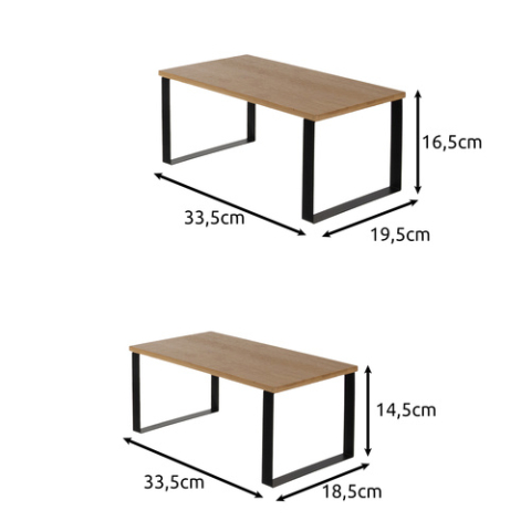 Set 2 rafturi organizatoare bucatarie Ruhhy, bambus si metal, suprapozabile, pentru condimente, vase si accesorii, 33.5 x 19.5 cm [7]