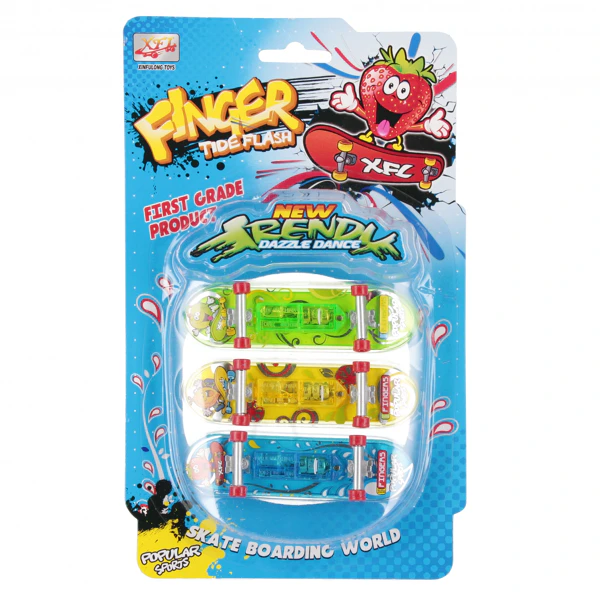 Set 3 mini skateboard-uri pentru degete Fingerboard, efecte luminoase, 10 cm, multicolor, 3+ ani [2]