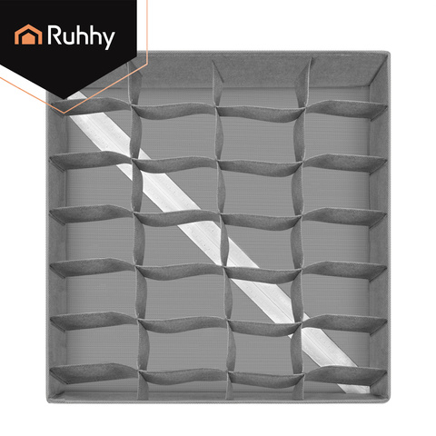 Set 4 organizatoare sertar Ruhhy pentru lenjerie, sosete si accesorii, 45 compartimente, pliabile, gri [3]