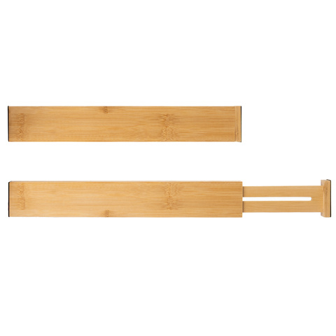 Set 4 Separatoare Reglabile pentru Sertare RUHHY, Organizator Sertar din Bambus, Divizor Telescopic 42–56 cm, Protectie EVA Antiderapanta [6]