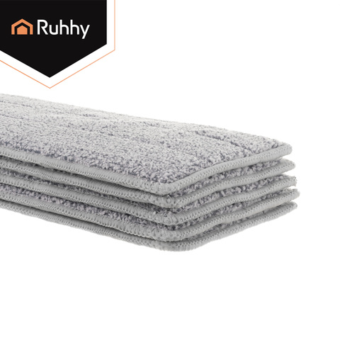 Articole pentru baie - Set 5 Rezerve Mop Plat Ruhhy, Microfibra Super Absorbanta, Prindere Velcro, Lavabile, 33 x 12 cm, Gri