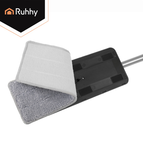 Set 5 Rezerve Mop Plat Ruhhy, Microfibra Super Absorbanta, Prindere Velcro, Lavabile, 33 x 12 cm, Gri [2]
