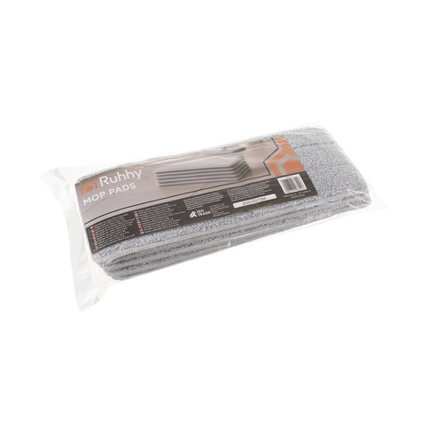 Set 5 Rezerve Mop Plat Ruhhy, Microfibra Super Absorbanta, Prindere Velcro, Lavabile, 33 x 12 cm, Gri [3]