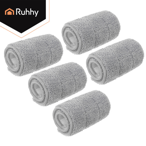 Set 5 Rezerve Mop Plat Ruhhy, Microfibra Super Absorbanta, Prindere Velcro, Lavabile, 33 x 12 cm, Gri [1]