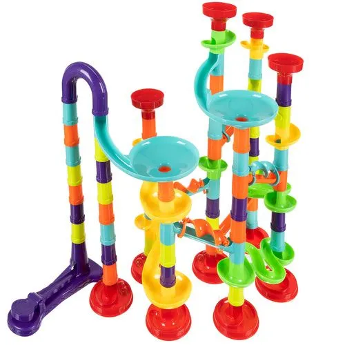 Set constructie circuit cu bile, 113 piese, 30 bile incluse, traseu 3D modular, multicolor, 36 x 35 x 20 cm [2]