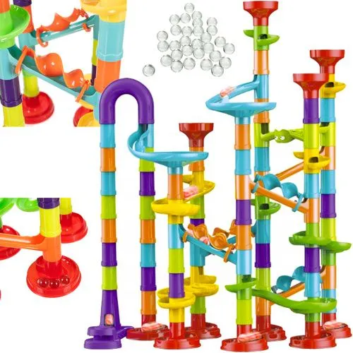 Set constructie circuit cu bile, 113 piese, 30 bile incluse, traseu 3D modular, multicolor, 36 x 35 x 20 cm [1]