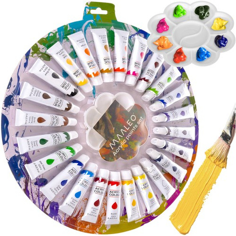 Set creativ pictura acrilica Maaleo – 24 culori intense x 12 ml, vopsele pentru panza, lemn si hartie, cu paleta inclusa [2]