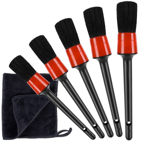 Set perii detailing interior auto XTROBB, 5 dimensiuni profesionale + laveta microfibra [1]