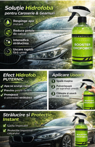 Auto & Detailing - Solutie Profesionala Protectie Hidrofoba Eurodet E3 Adhara 500 ml, Wet Coat Booster pentru Luciu si Protectie Caroserie