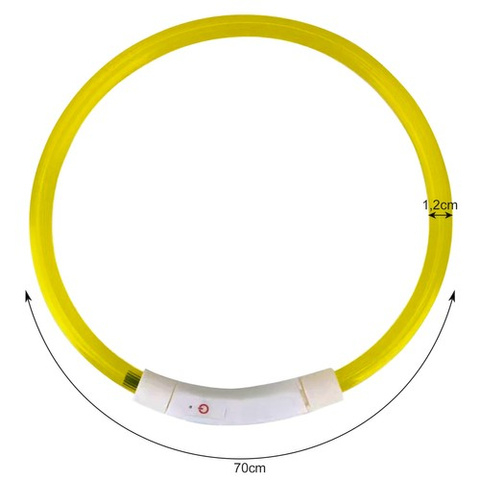 Zgarda LED reglabila Purlov, incarcare USB Type-C, 3 moduri de iluminare, 20-70 cm x 1.2 cm, PVC + ABS + cauciuc, culoare Galben [8]