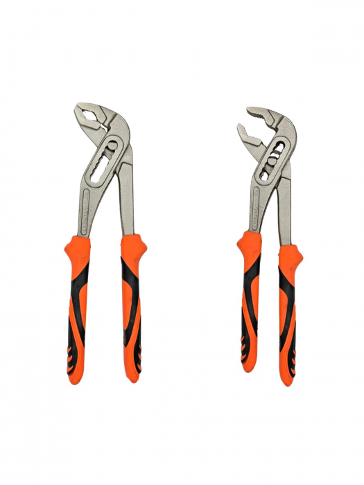 Cleste reglabil 250 mm pentru instalatori, cleste papagal, dispozitiv autoblocare, mansoane manere portocali, cleste aligator, [1]