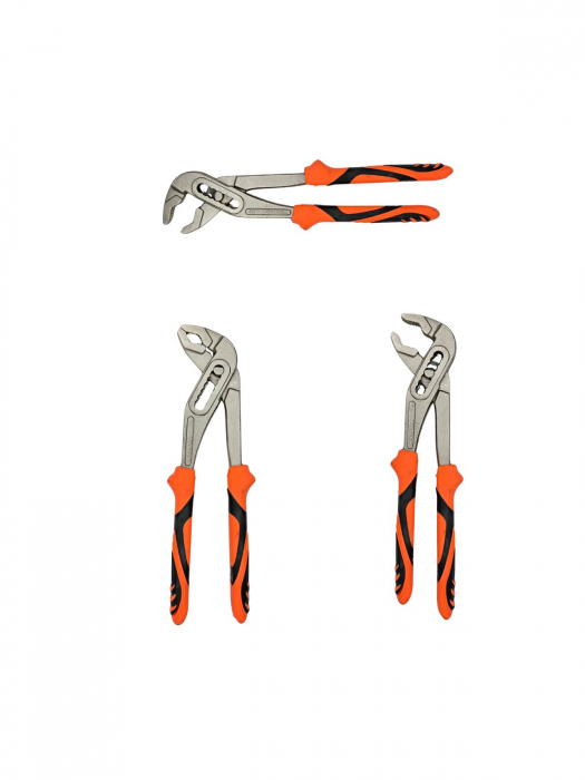 Cleste reglabil 250 mm pentru instalatori, cleste papagal, dispozitiv autoblocare, mansoane manere portocali, cleste aligator, [2]