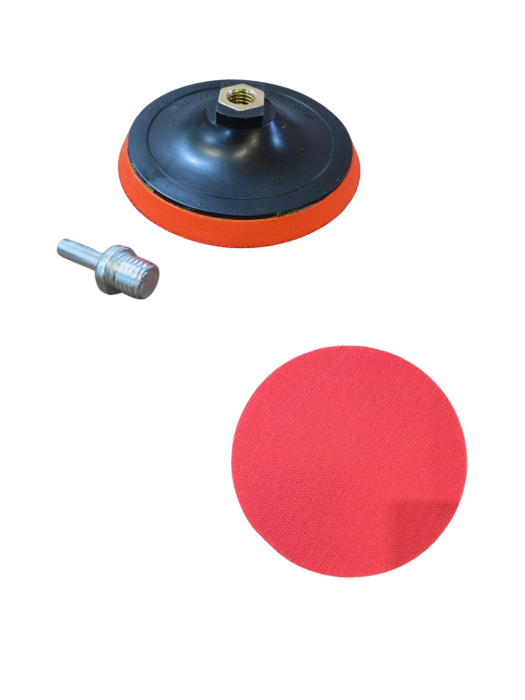 Suport smirghel pentru flex / bormasina, 125 mm, cu scai VELCRO, rosu [1]