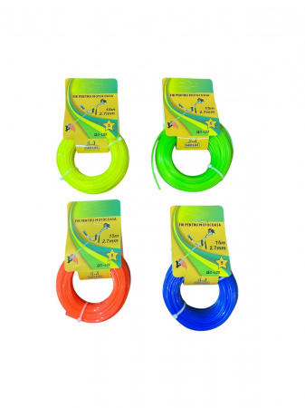 Motocoase și mașini de tuns iarba - Fir pentru motocoasa, 2.7mm 15m, diverse culori, profil stea