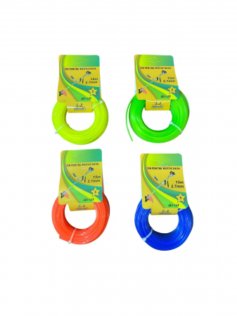 Motocoase și mașini de tuns iarba - Fir pentru motocoasa, 4.0mm 15m, diverse culori, profil stea