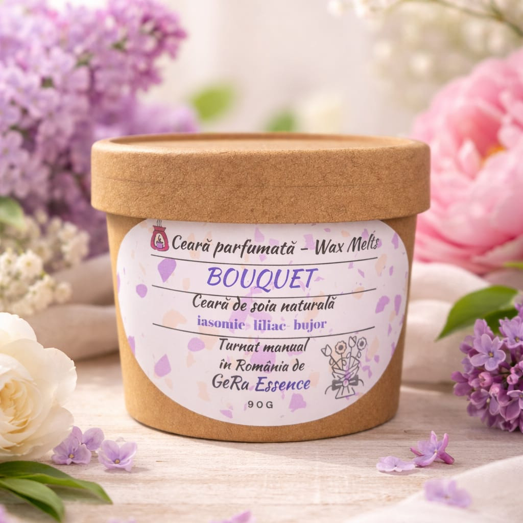 Ceara parfumata/ Wax melts din soia, GeRa Essence, Bouquet - Iasomie, Liliac, Bujor, Zambile, parfum floral, handmade, ceara naturala, 90g/25g [4]