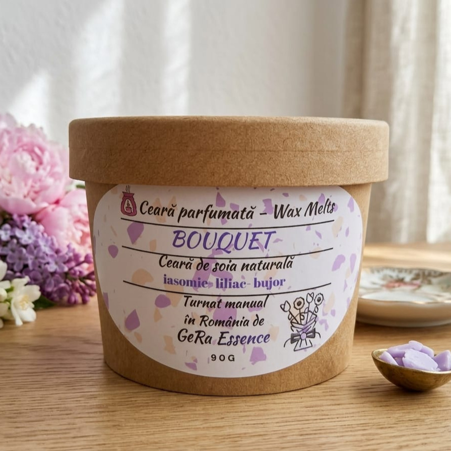 Ceara parfumata/ Wax melts din soia, GeRa Essence, Bouquet - Iasomie, Liliac, Bujor, Zambile, parfum floral, handmade, ceara naturala, 90g/25g [2]