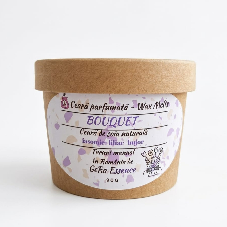 Ceara parfumata/ Wax melts din soia, GeRa Essence, Bouquet - Iasomie, Liliac, Bujor, Zambile, parfum floral, handmade, ceara naturala, 90g/25g [5]