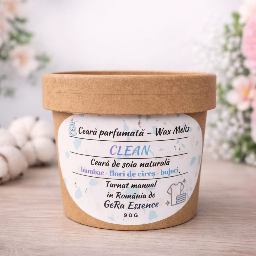 Ceara parfumata/ Wax melts din soia, GeRa Essence, Clean - Bumbac, Flori de cires, Bujori, parfum curat, handmade, ceara naturala [3]