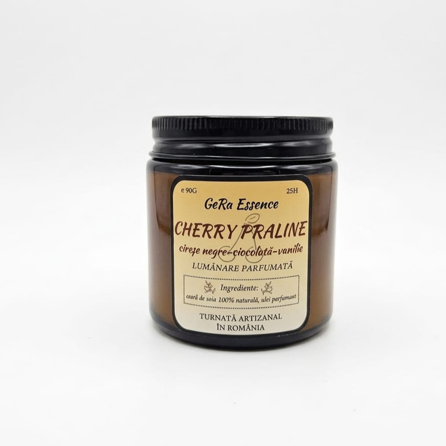 Lumanare parfumata din soia, GeRa Essence, Cherry Praline - Cirese negre, vanilie, ciocolata, gourmand, handmade, ceara naturala, ardere 25h, 90 g [4]