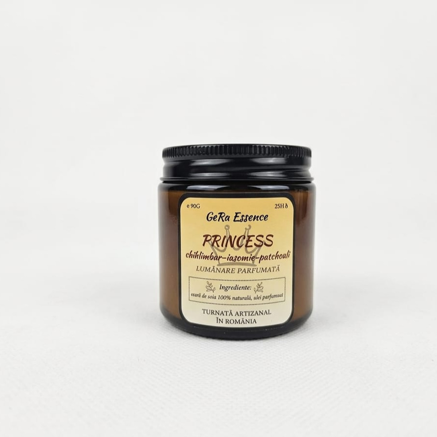 Lumanare parfumata din soia, GeRa Essence, Princess - Chihlimbar, Iasomie, Patchouli, parfum senzual, feminin, handmade, ceara naturala, ardere 25h, 90 g [2]