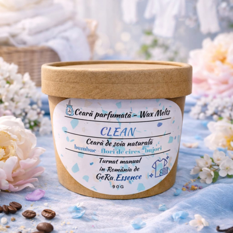 Ceara parfumata/ wax melts - Ceara parfumata/ Wax melts din soia, GeRa Essence, Clean - Bumbac, Flori de cires, Bujori, parfum curat, handmade, ceara naturala
