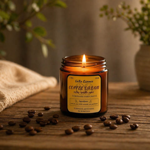 Lumanare parfumata din soia, GeRa Essence, Coffee Dream - Cafea prajita, vanilie, nuci, parfum cald, dulce, handmade, ceara naturala, ardere 25h, 90 g [6]