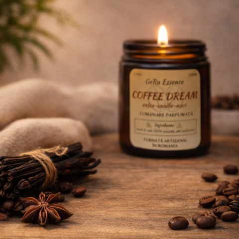 Lumanare parfumata din soia, GeRa Essence, Coffee Dream - Cafea prajita, vanilie, nuci, parfum cald, dulce, handmade, ceara naturala, ardere 25h, 90 g [3]