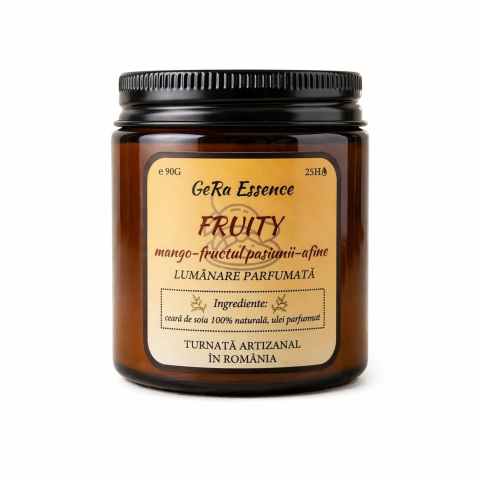 Lumanare parfumata din soia, GeRa Essence, Fruity - Fructul pasiunii, mango, afine, parfum fructat, handmade, ceara naturala, ardere 25h, 90 g [4]