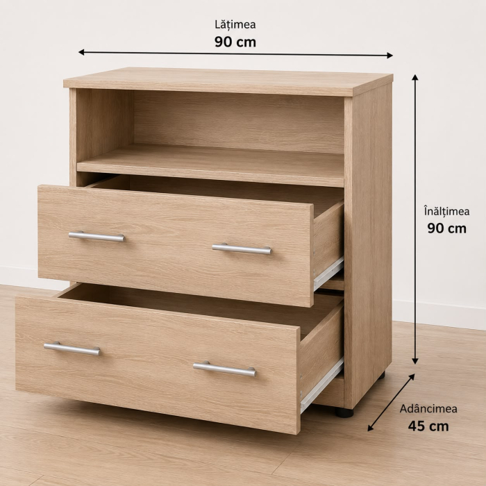 Comoda Stejar Sonoma, Dimensiune  H90 x A45 x L90, Pal 18mm [3]
