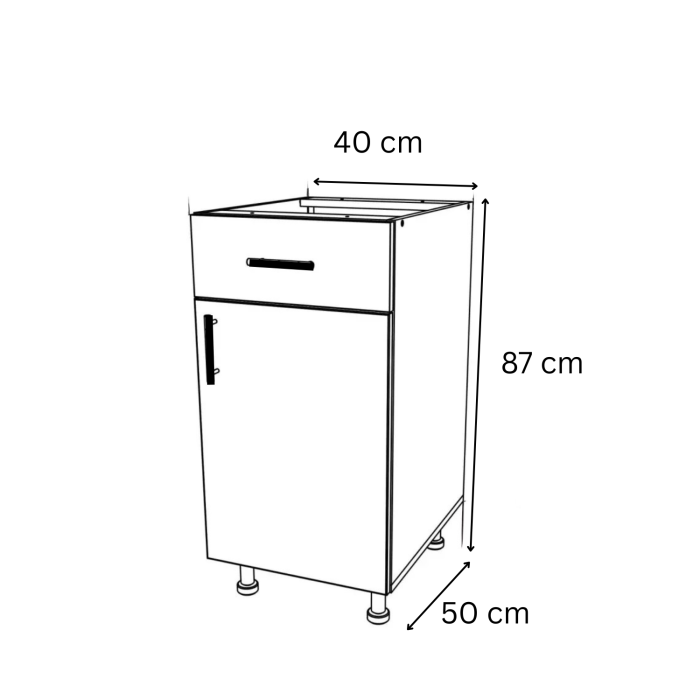 Corp Inferior Bucatarie H90 x A50 x L40cm, Culoare Alb, Pal 18mm [4]