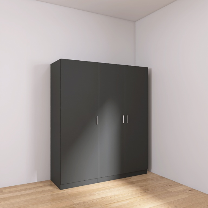 Dulap 3 usi cu rafturi si bara haine, H200 x A50 x L120 cm, Culoare Gri Antracit, Pal 18mm [2]