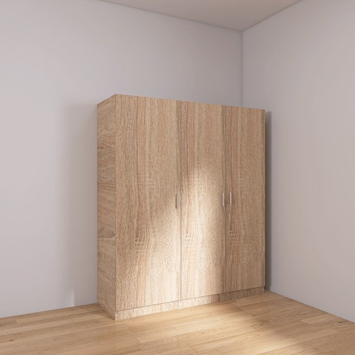 Dulap 3 usi cu rafturi si bara haine, H200 x A50 x L120 cm, Culoare Stejar Sonoma, Pal 18mm [2]