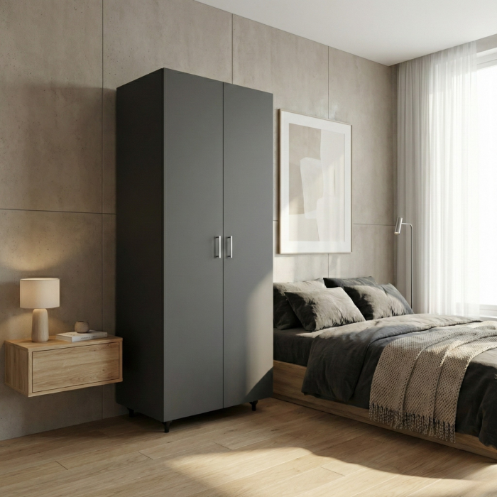 Dulap cu bara haine , Gri Antracit , 200x50x80 ,Balamale soft close, Pal 18 mm [2]