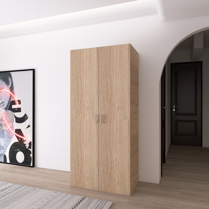 Dulap cu Bara Haine si un raft, H200 x A50 x L80cm, Pal 18mm, Culoare Stejar Sonoma [2]