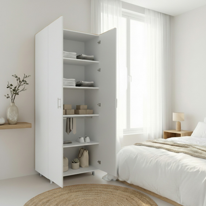 Dulap cu rafturi, Alb , 200x40x80 ,Balamale soft close, Pal 18 mm [2]