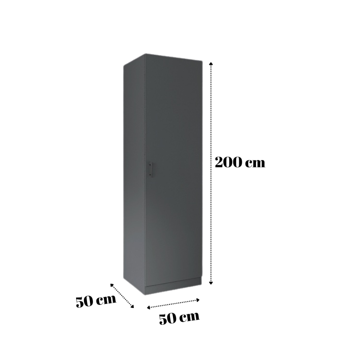 Dulap cu o usa cu bara haine, H200 x A50 x L50 cm, PAL 18 mm, Culoare Gri Antracit [2]