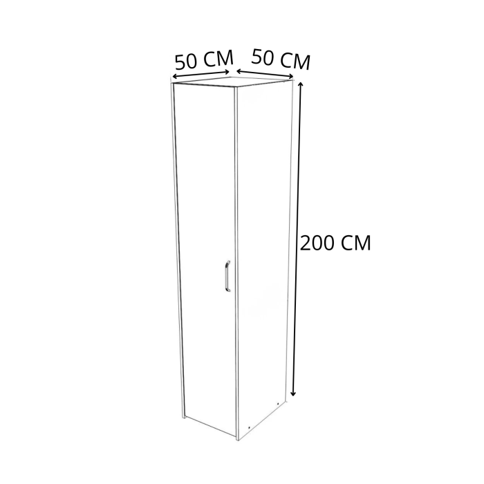 Dulap cu o usa cu 4 rafturi, H200 x A50 x L50 cm, PAL 18 mm, Culoare Gri Antracit [2]