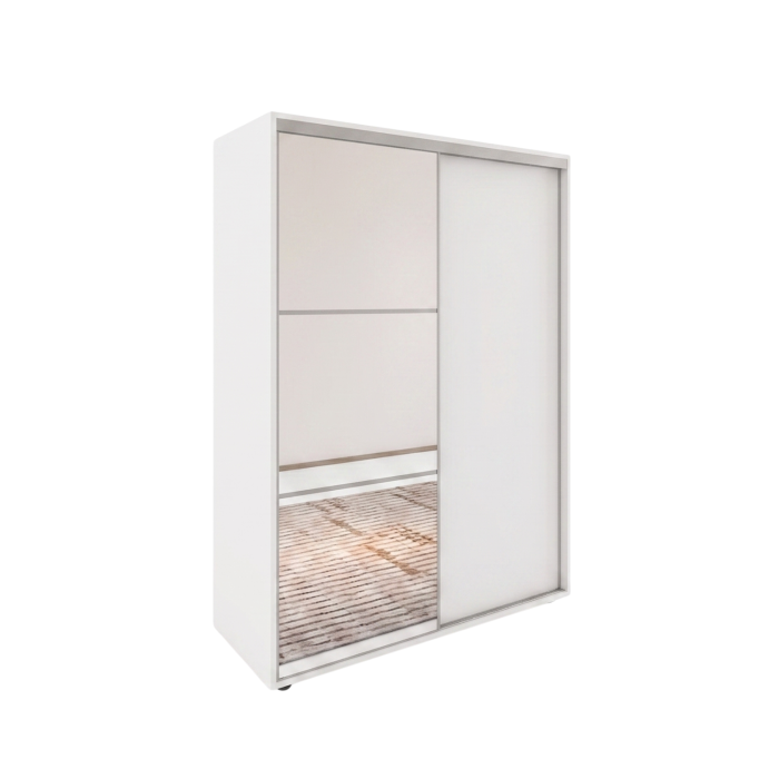 Dulap usi Culisante cu Oglinda, H200 x A60 x L140 cm, Pal 18mm, Culoare ALB [2]