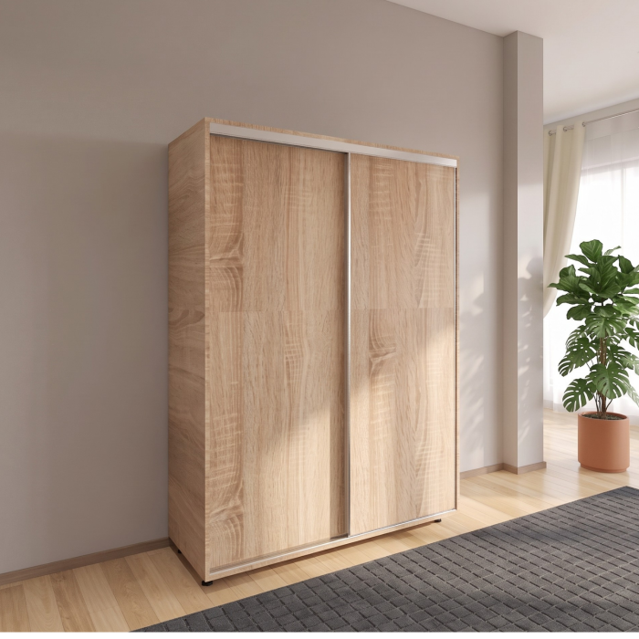 Dulap usi Culisante cu Rafturi, H200 x A60 x L120 cm, Pal 18mm, Culoare Sonoma [2]