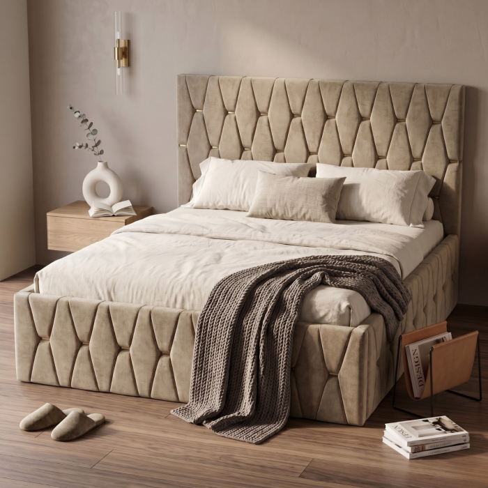 Pat Tapitat 140 x 200 cm, Culoare Bej [6]