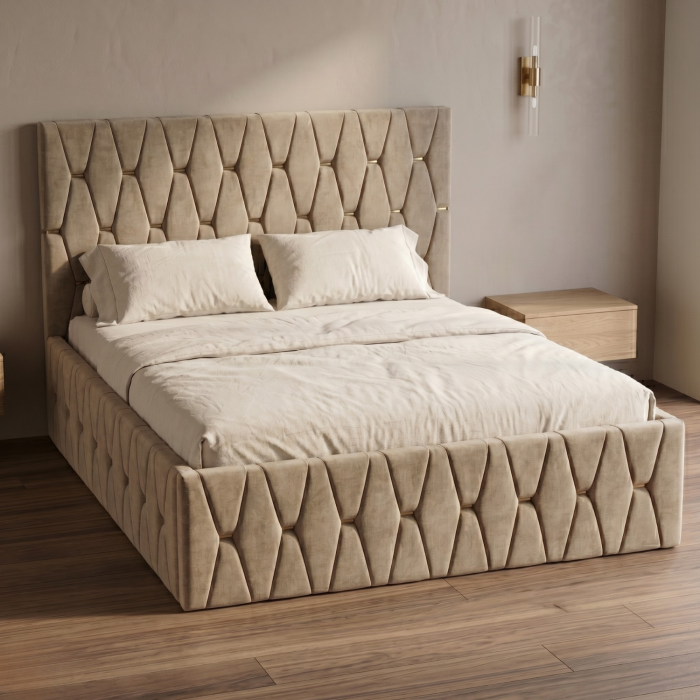 Pat Tapitat 160 x 200 cm, Culoare Bej [5]