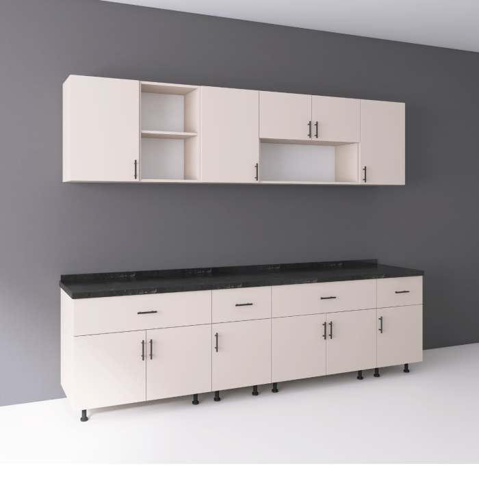 Set  Bucatarie  240 cm, Culoarea CASMIR, Pal 18mm, Blat Termorezistent Negru  2,8 Grosime [4]