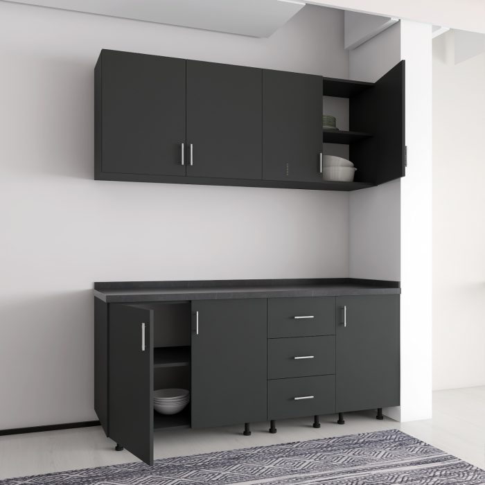 Set Bucatarie Laura 160 cm, Culoarea GRI ANTRACIT, Pal 18mm, Blat Termorezistent [3]